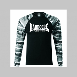 Hardcore Punk n Oi! pánske tričko (nie mikina!!) s dlhými rukávmi vo farbe " metro " čiernobiely maskáč gramáž 160 g/m2 materiál 100%bavlna